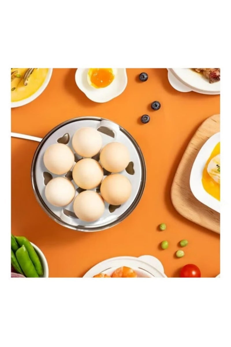 TDAO Multifunctional Egg Boiler, Egg Steamer, Stainless Steel Body and Heating Plate, Can Cook 6 Eggs at Once, One Click Switch Control, With Automatic Power-off Function, Black/Silver - Image 2