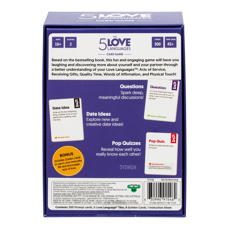 MOOSE The 5 Love LanguagesÂ® Card Game, Discover More About Yourself & Your Partner, 300 Prompt Cards to Spark Deep, Meaningful Conversations, Create New Date Ideas and Fun Quiz Questions for 2 Players, 16+ - Image 2