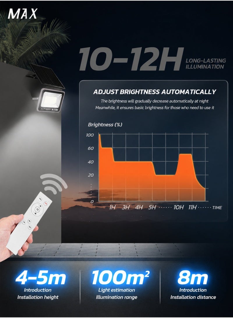 Max 6500K High Brightness 800W Solar Flood Light with Remote Control, IP65 Waterproof Outdoor Solar Wall Light, 20W Solar Panel, 15Ah LiFePO4 Battery, Auto Sensor Security Light for Villa, Garden & Yard - Image 4