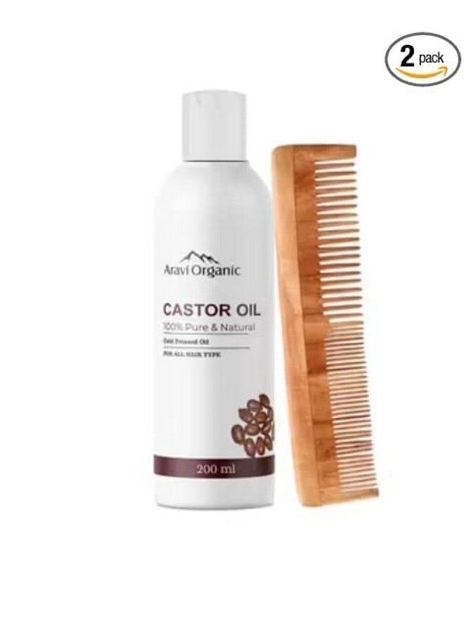 Aravi Organic Cold Pressed Castor Carrier Oil 200Ml And Rosemary Essential Oil 15Ml & Neem Wood Comb Combo (Pack Of 3)  - Image 3