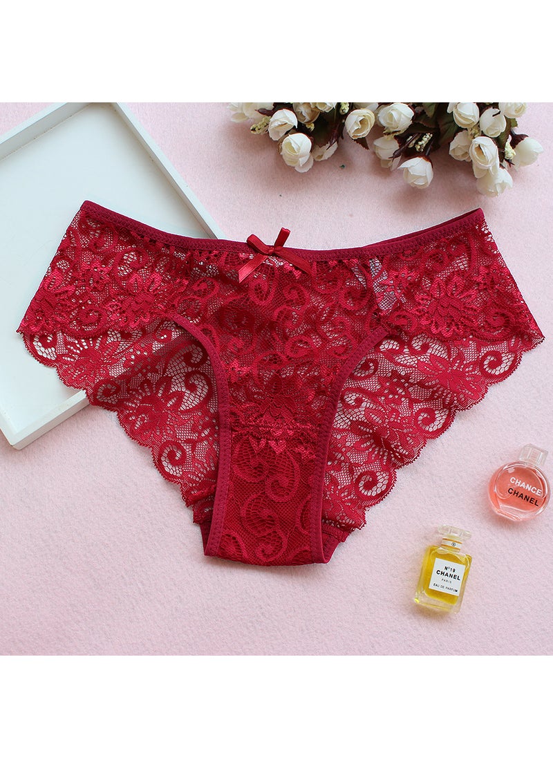 Generic - Plus Size Lace Panties Low Waist Thong Black - Image 1