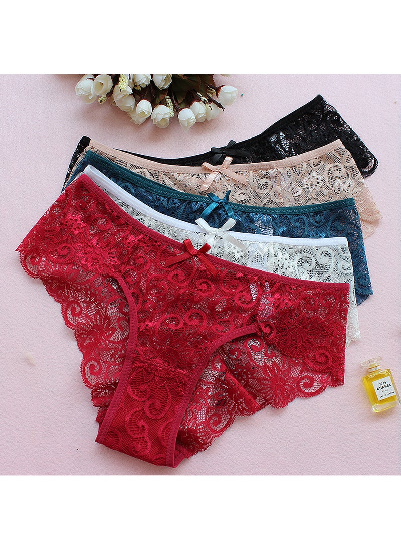 Generic - Plus Size Lace Panties Low Waist Thong Black - Image 1