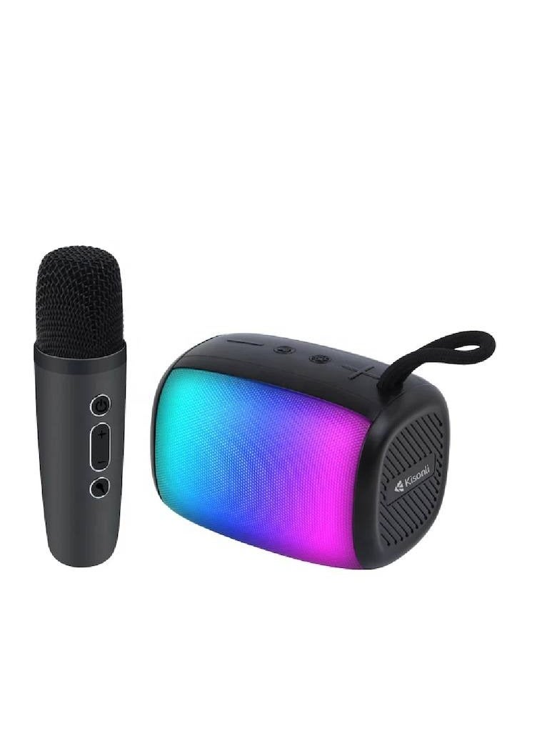 Kisonli G20 Rechargeable Wireless Rgb Mini Portable Bluetooth Karaoke Speaker with Wireless Mic for Kids Adults, Magic Sound Effect - 5 Different Sound & RGB LED Colour Changing Light for Home Party, Birthday Gifts for Boys/Girls multicolor - Image 1