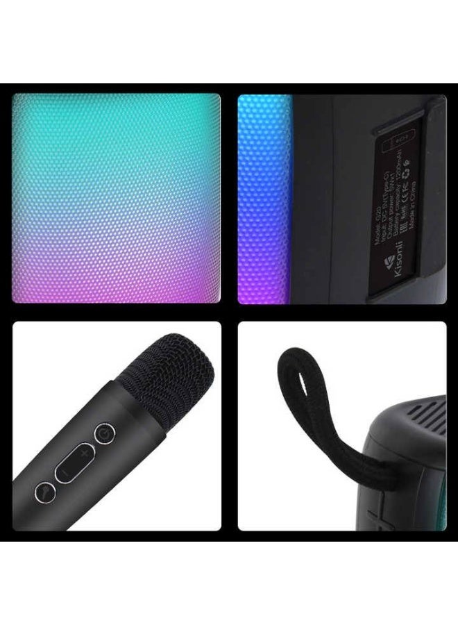 Kisonli G20 Rechargeable Wireless Rgb Mini Portable Bluetooth Karaoke Speaker with Wireless Mic for Kids Adults, Magic Sound Effect - 5 Different Sound & RGB LED Colour Changing Light for Home Party, Birthday Gifts for Boys/Girls multicolor - Image 3
