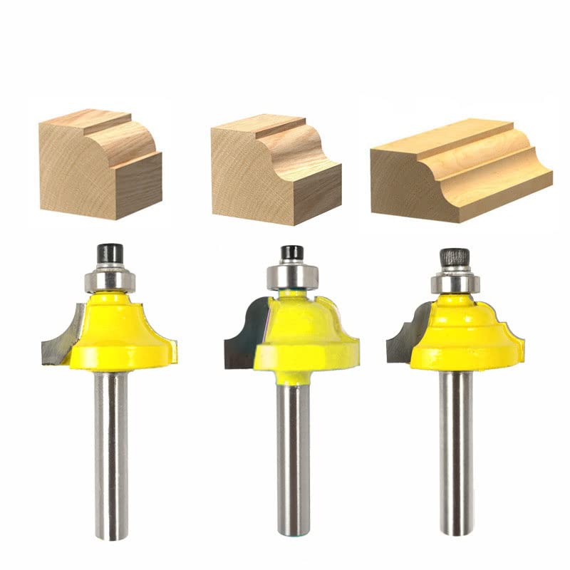 Wilsnsun 1/4 Inch Shank Forming Roundover Beading Router Bit Set Includes Beading Bit, Double Roman Ogee Bit, Roman Ogee Bit with Bearing for Table, Drawer or Cabinet Edges - 1/2" Radius 3Pcs - Image 5