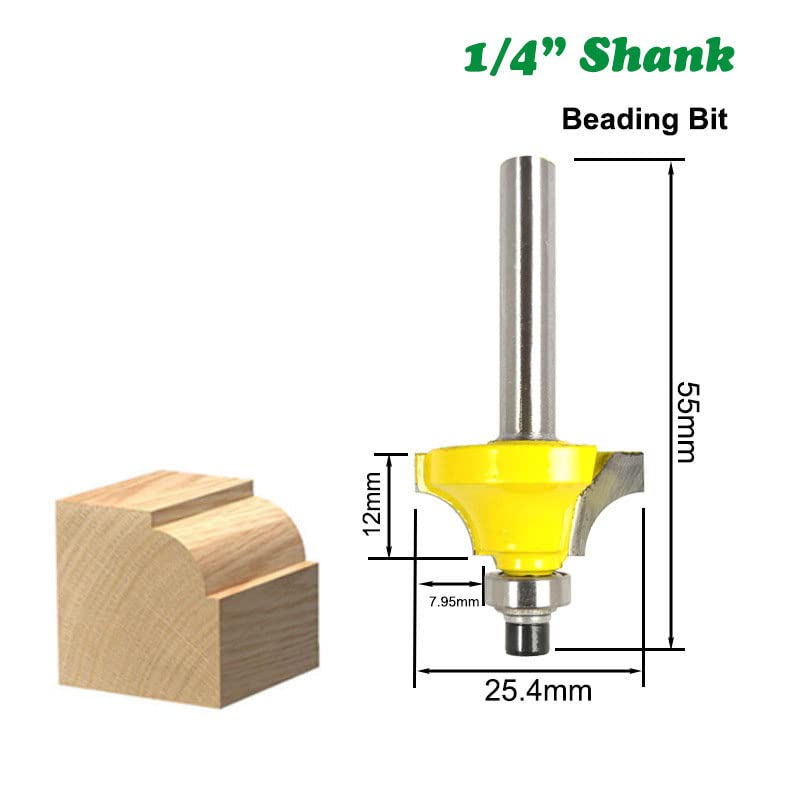 Wilsnsun 1/4 Inch Shank Forming Roundover Beading Router Bit Set Includes Beading Bit, Double Roman Ogee Bit, Roman Ogee Bit with Bearing for Table, Drawer or Cabinet Edges - 1/2" Radius 3Pcs - Image 2