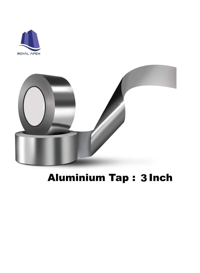 Multi-purpose Strong Aluminium Foil Adhesive Insulation Tape for Roof Leak, Surface Crack, Window Sill Gap, Pipe Rupture, Boat Sealing, Etc… (3 Inch - Pack of 2, Aluminium Tap) - Image 2