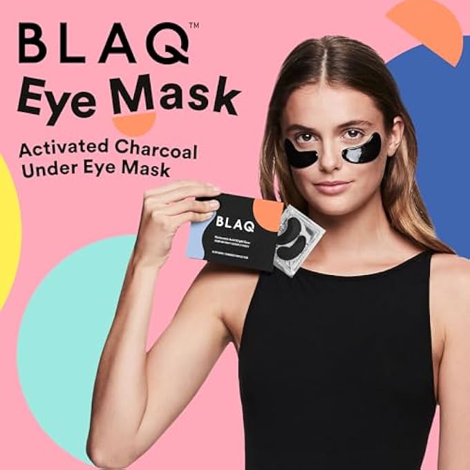 Blaq قناع العين، أقنعة العين للهالات السوداء والانتفاخ، قناع تحت العين مع الطحالب الحمراء والفحم النشط، أقنعة تحت العين نباتية وخالية من القسوة، عبوة 15، حمض الهيالورونيك لعيون مشرقة - Image 3