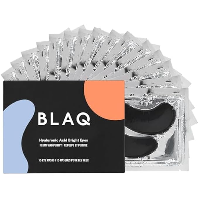 Blaq قناع العين، أقنعة العين للهالات السوداء والانتفاخ، قناع تحت العين مع الطحالب الحمراء والفحم النشط، أقنعة تحت العين نباتية وخالية من القسوة، عبوة 15، حمض الهيالورونيك لعيون مشرقة - Image 1