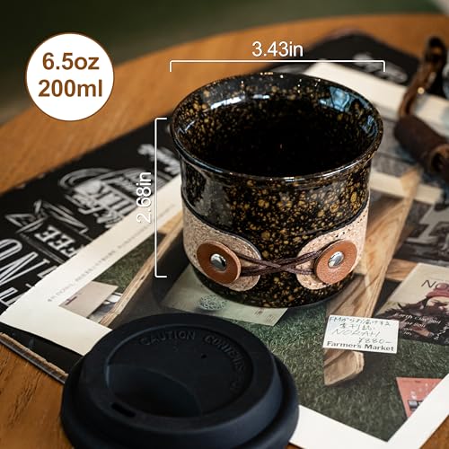 Cormomu Travel Coffee Mug, No Spill Coffee Cups with Lids, Reusable Camping Mugs, To Go Coffee Mug, Ceramic Tumbler for Men & Women, Microwave & Dishwasher Safe, 6.5oz - Image 2