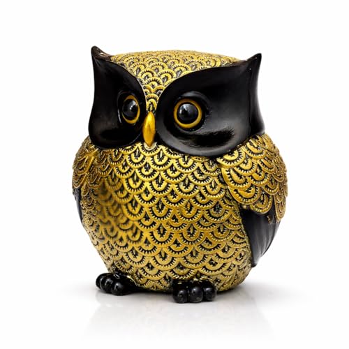 Xtore® Modern Classy Lucky Owl Resin Art Figure Showpiece (Pack of 1, Black and Golden) - Image 2