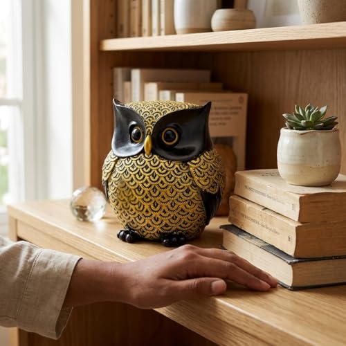 Xtore® Modern Classy Lucky Owl Resin Art Figure Showpiece (Pack of 1, Black and Golden) - Image 4