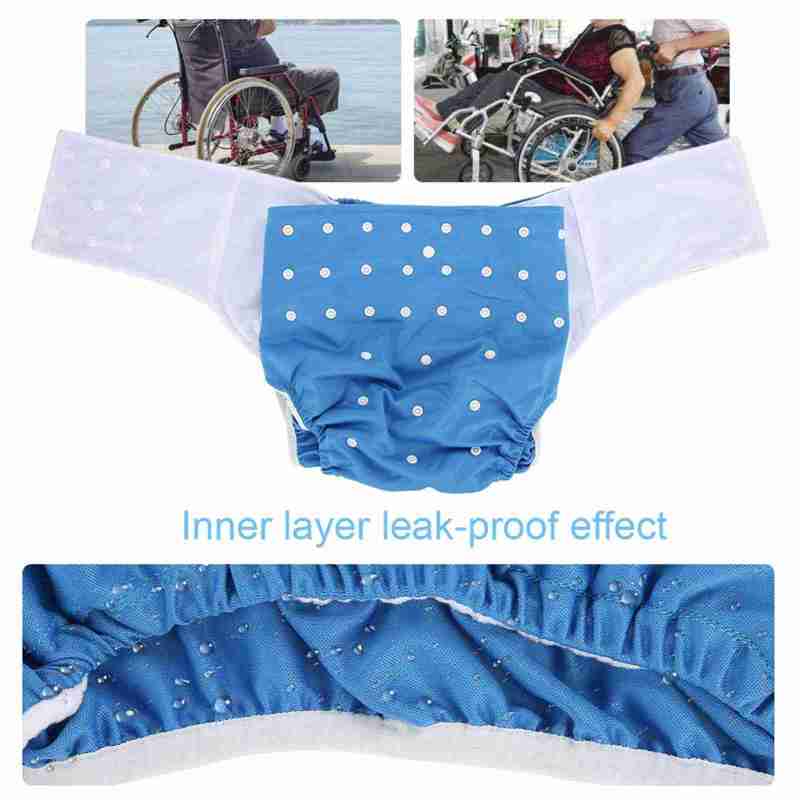 Washable Adult Nappy Deep Blue Waterproof Breathable Lining Adjustable Reusable Diaper - No Side Leakage Fast Drying Nappy for Elderly Disabled Pregnant Adults With Mobility Issues - Image 4