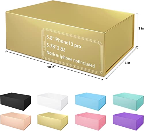 ROSTELACK Gold Gift Boxes 10"x6"x3" with Magnetic Closure Lid Gift Boxes for Presents,Bridesmaid Gifts Box,Cute Box,Luxury for Gift Packaging, Magnetic Gift Box for Wrapping Gifts (Gold/5PCS) - Image 2
