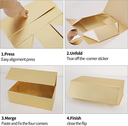 ROSTELACK Gold Gift Boxes 10"x6"x3" with Magnetic Closure Lid Gift Boxes for Presents,Bridesmaid Gifts Box,Cute Box,Luxury for Gift Packaging, Magnetic Gift Box for Wrapping Gifts (Gold/5PCS) - Image 3