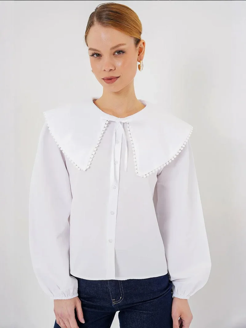 BIG DART BDART Poplin Baby Collar Shirt with Bow