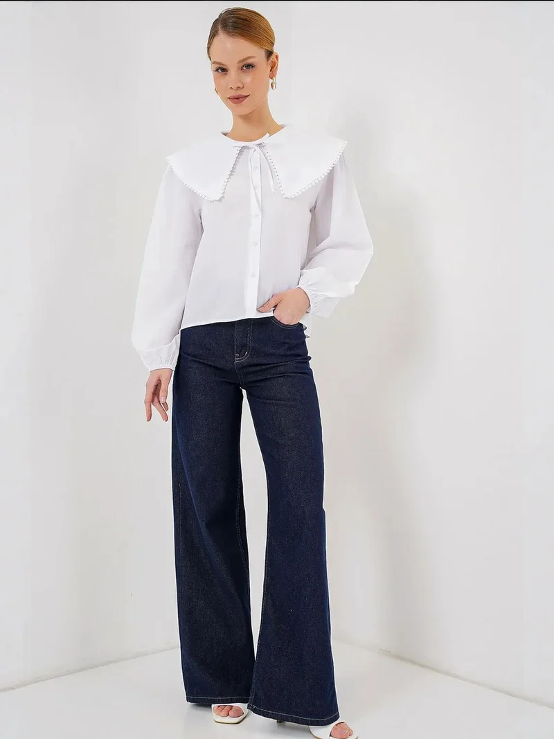 BIG DART BDART Poplin Baby Collar Shirt with Bow