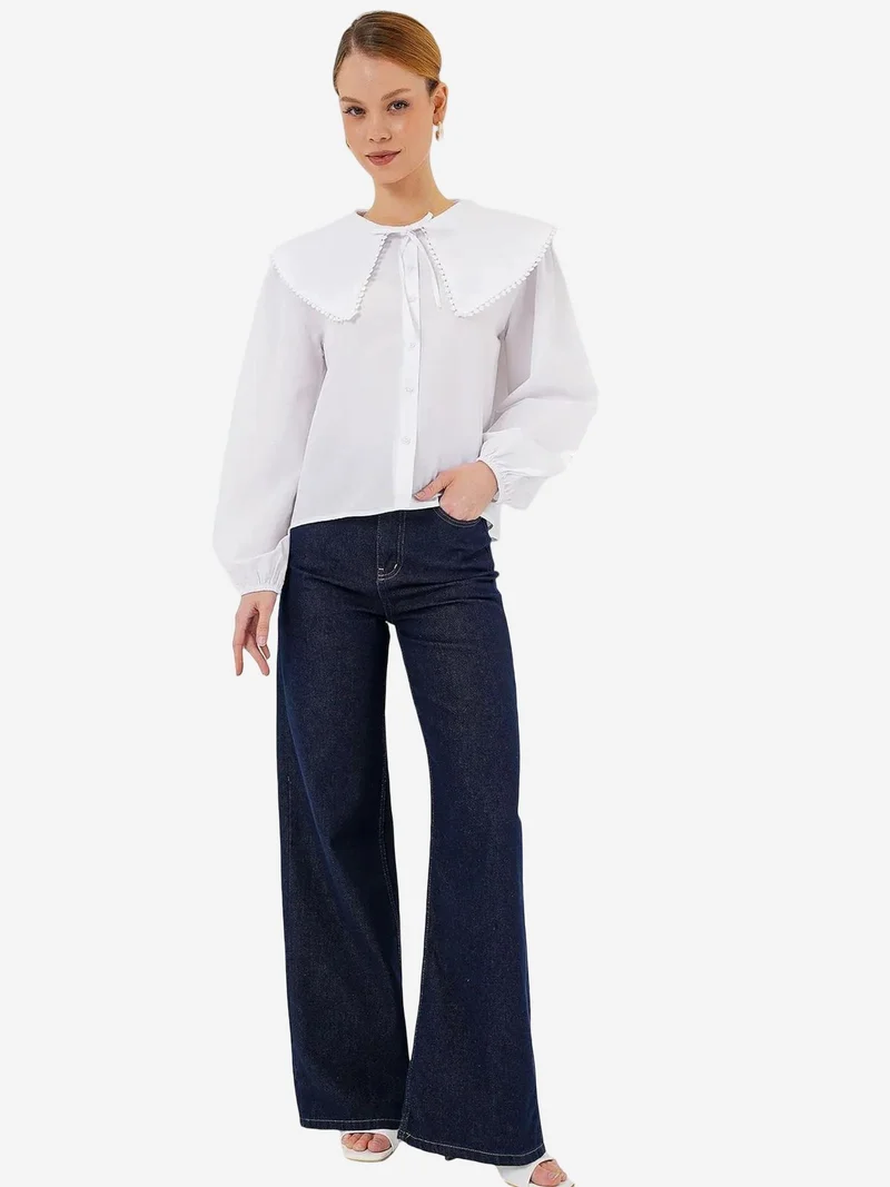 BIG DART BDART Poplin Baby Collar Shirt with Bow