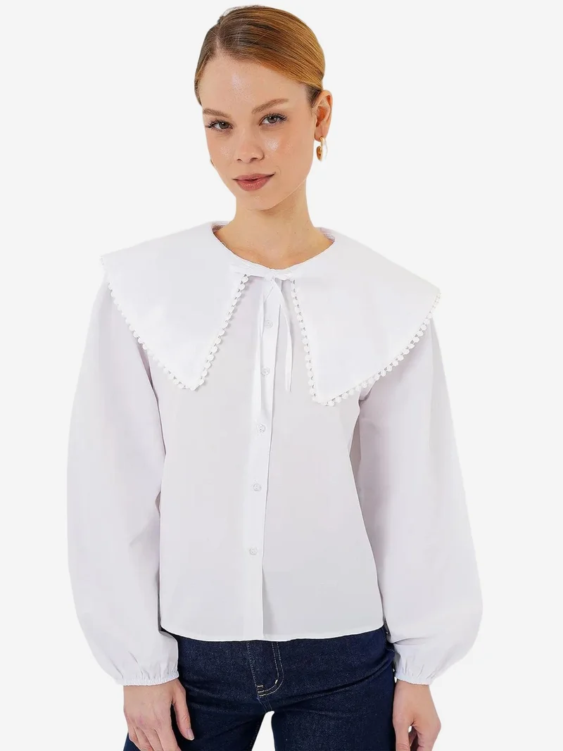 BIG DART BDART Poplin Baby Collar Shirt with Bow
