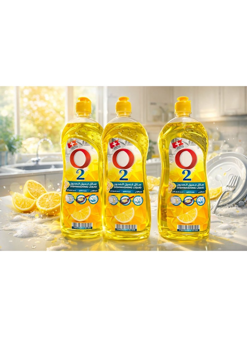 O2 Lemon Dishwashing Liquid – 3 Pack (700 ml each) - Image 2