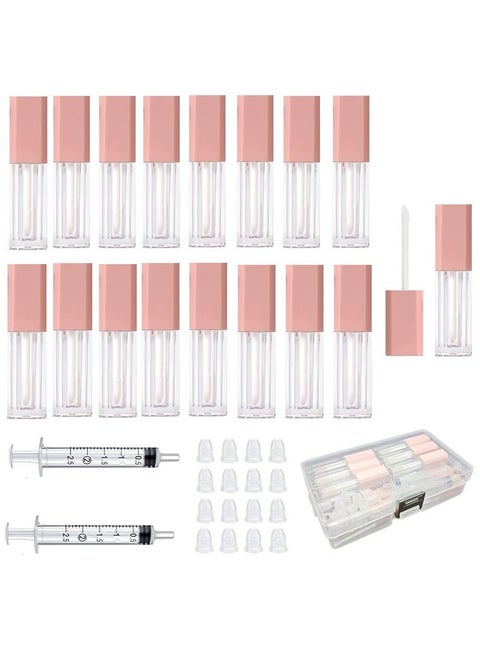 Mini Lip Gloss Tubes Empty With Wand Diy Lipgloss Making Kit For Small Businesses Pink Cute Containers Empty Lip Balm Tubes（16Pcs