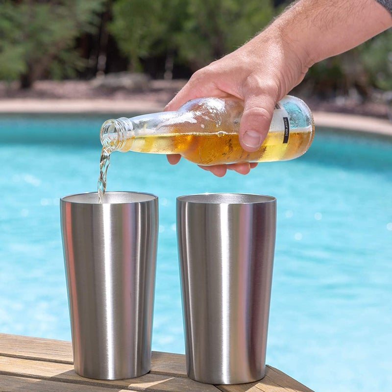 Real Deal Steel Pint Glasses - Stainless Steel Beer Tumblers - Set of 4 Insulated Cups for Outdoors - Image 2