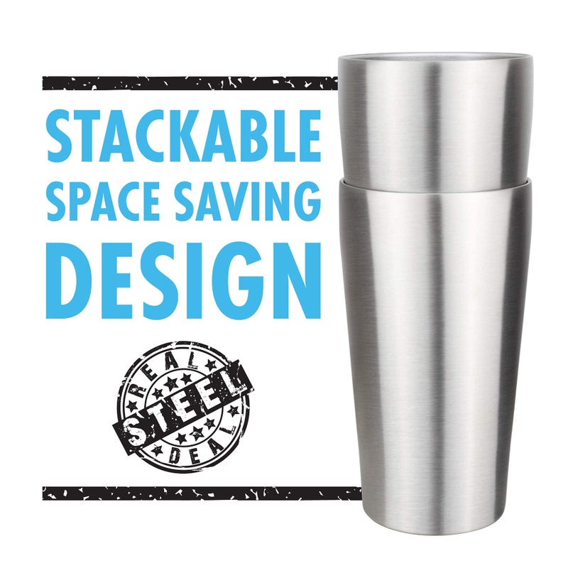 Real Deal Steel Pint Glasses - Stainless Steel Beer Tumblers - Set of 4 Insulated Cups for Outdoors - Image 5