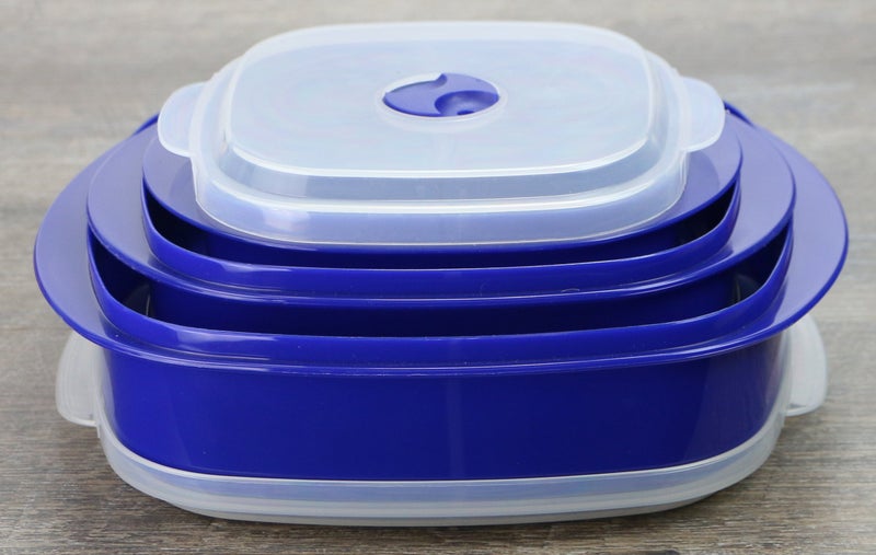 Reston Lloyd Nesting Microwave Containers, Set of 3, Adjustable Steam Vents, Airtight, Meal Prep, Durable BPA-Free Plastic- Freezer & Dishwasher Safe, Cookware & Food Storage, Anyday Cookware, Indigo - Image 2