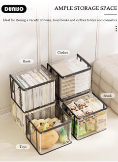 DUNISO 3PCS Collapsible Storage Box, Portable Organizer for Books, Clothing, Toys, Clear PVC Storage Box with Handles and Zipper, Dustproof Book Storage for Students School Home  - Image 5