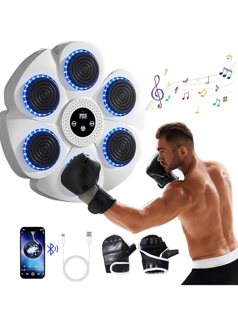 AUTOYSUR Bluetooth Music Boxing Machine,Electronic Intelligent Wall-Mounted Boxing Target with Gloves, Boxing Training Equipment Wall Punching Bag for Kids & Adults Home,Indoor,Gym Workout,white  - Image 1
