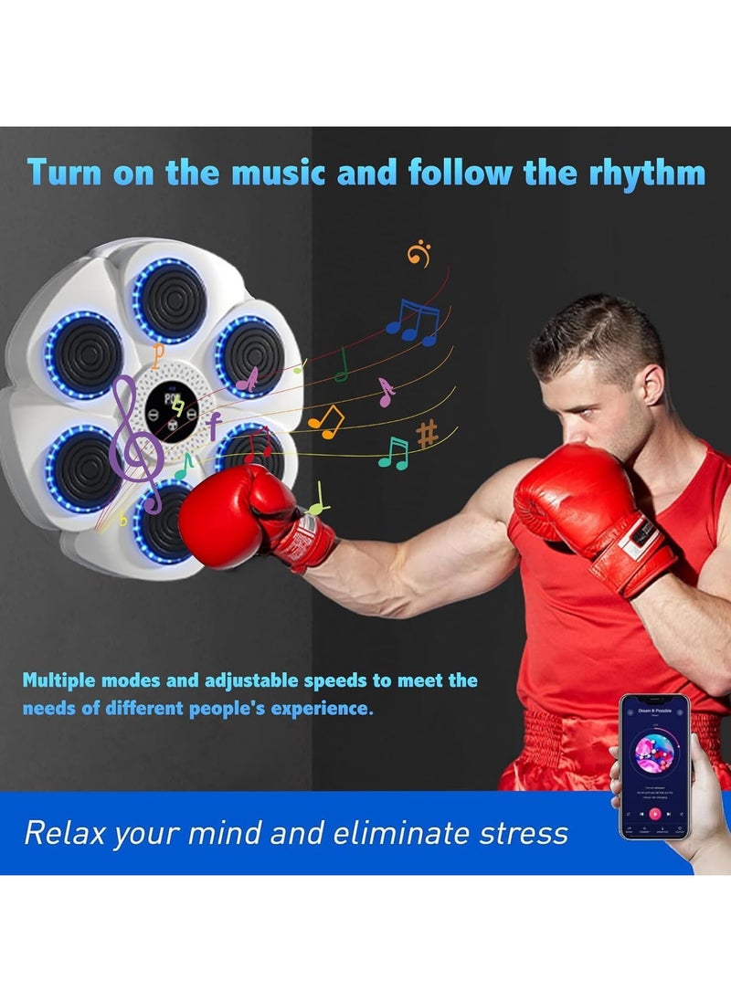 AUTOYSUR Bluetooth Music Boxing Machine,Electronic Intelligent Wall-Mounted Boxing Target with Gloves, Boxing Training Equipment Wall Punching Bag for Kids & Adults Home,Indoor,Gym Workout,white  - Image 2