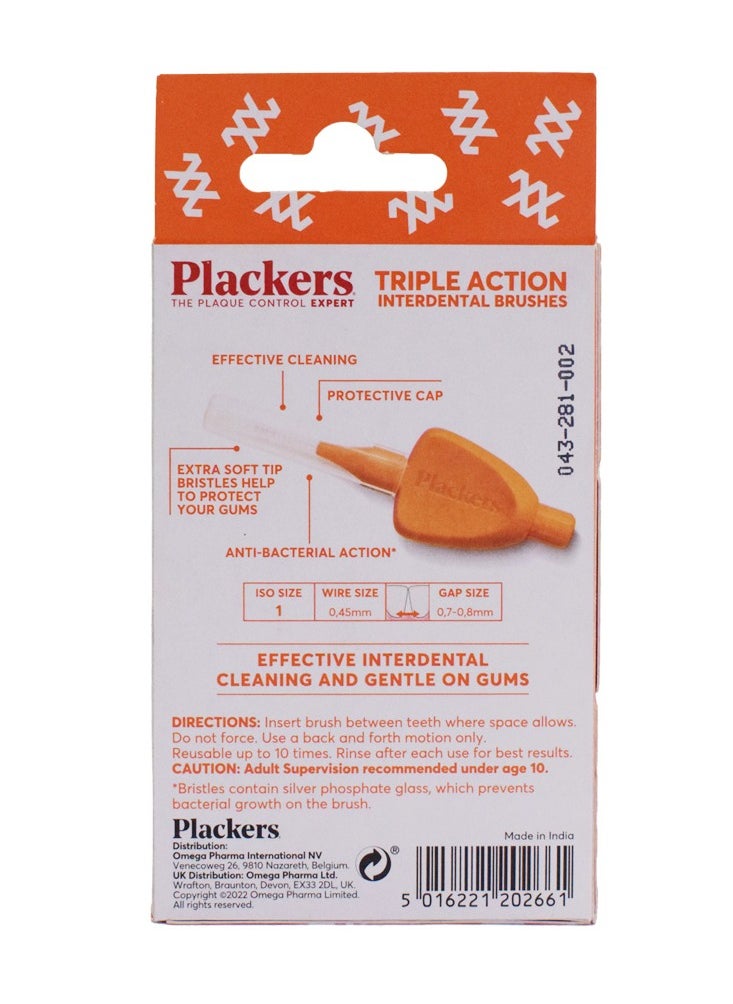 Plackers - Triple Action Interdental Brushes ISO Size 1 - Image 1
