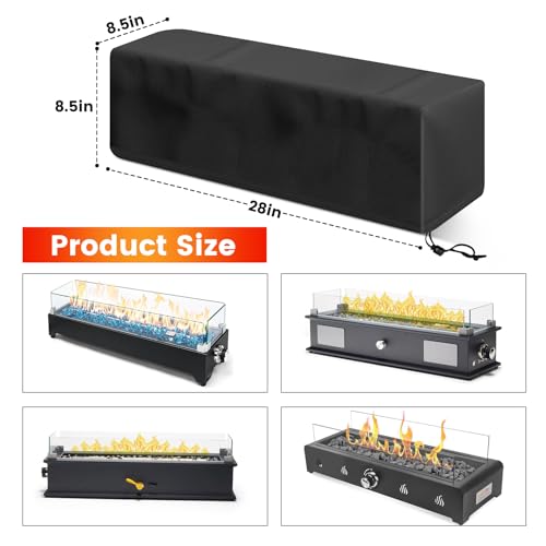 XBPMUC Outdoor 28 Inch Rectangular Fire Pit Cover 600D Waterproof UV Resistant Fire Pit Table Cover with Drawstring Fits - Image 3