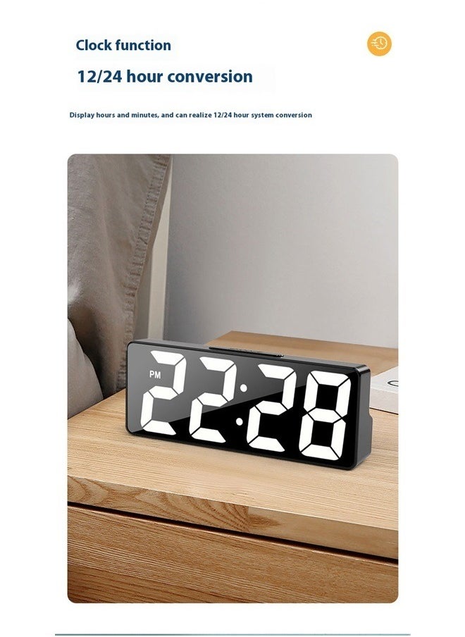 yongsheng Digital Mirror Alarm Clock Black ，Digital Alarm Clock, Electronic Desktop Clock 12/24H Display for Home,Office  - Image 3