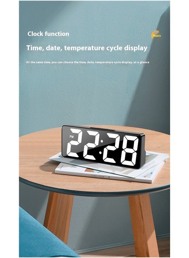 yongsheng Digital Mirror Alarm Clock Black ，Digital Alarm Clock, Electronic Desktop Clock 12/24H Display for Home,Office  - Image 4