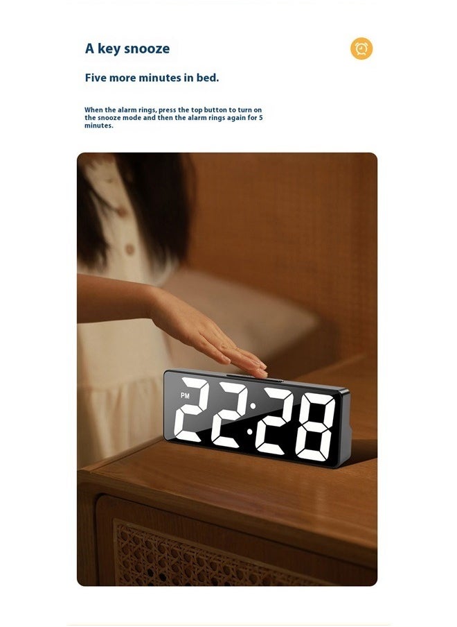 yongsheng Digital Mirror Alarm Clock Black ，Digital Alarm Clock, Electronic Desktop Clock 12/24H Display for Home,Office  - Image 5