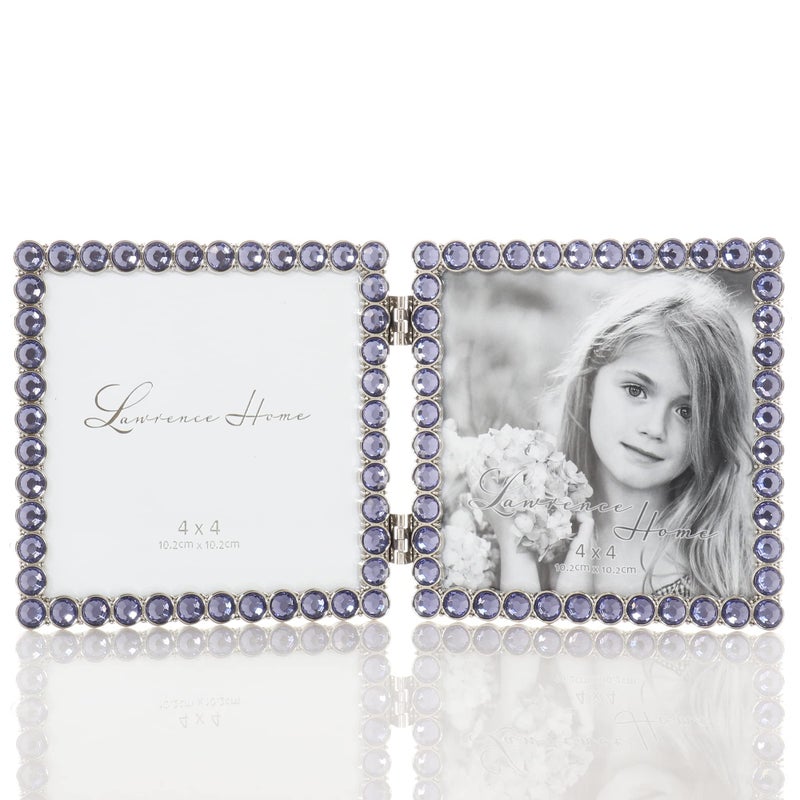 Lawrence Frames 4x4 Silver Metal Sparkle Double Frame - Midnight Blue - Image 1