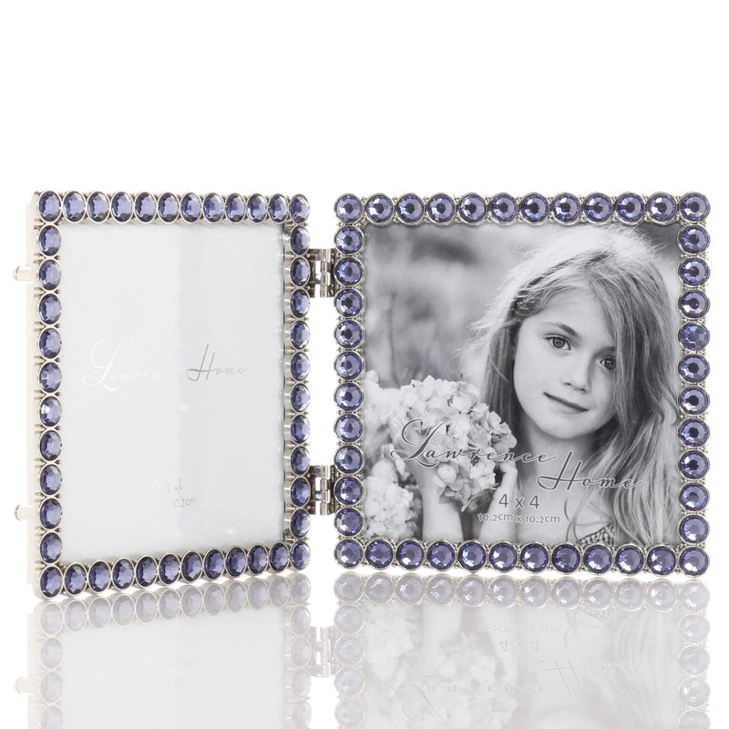 Lawrence Frames 4x4 Silver Metal Sparkle Double Frame - Midnight Blue - Image 3