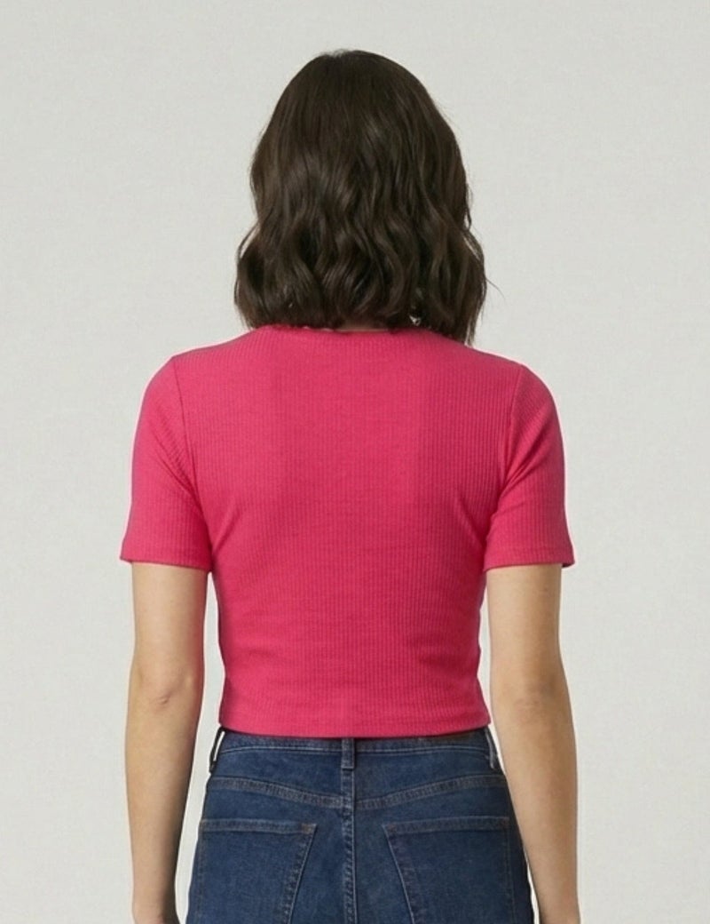 fyltr Women's Ribbed Crop Top – Fitted Top | Half Sleeve | Tops for Women | Women's Westernwear - Image 2