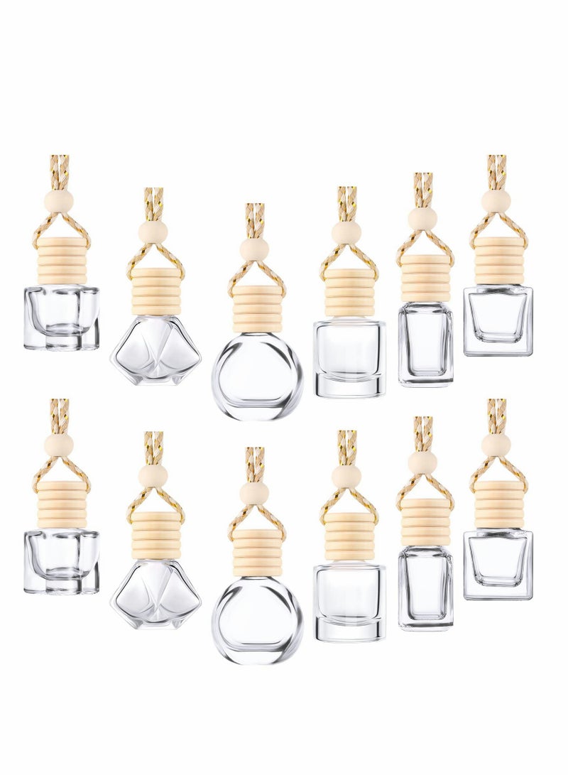 KASTWAVE Car Air Freshener Perfume Bottle Empty Refillable Car Perfume Bottle Car Hanging Diffuser Bottle Pendant Essential Diffuser Oil Fragrance Aromatherapy Empty Bottle Decor (12 Pcs, Assorted Style) - Image 1
