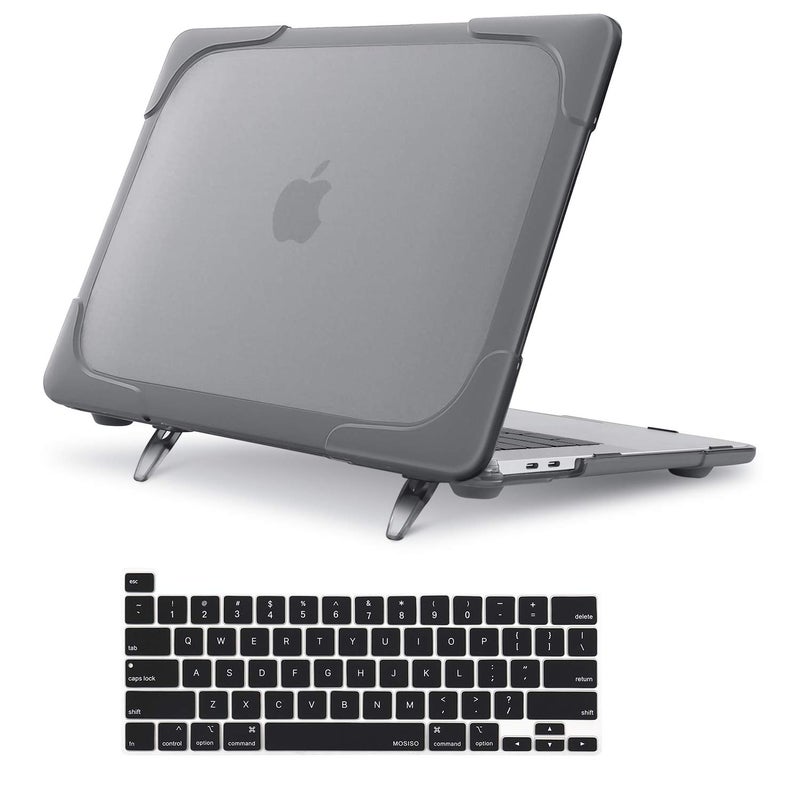 MOSISO Compatible with MacBook Pro 16 inch Case 2020 2019 Release A2141 with Touch Bar & Touch ID, Heavy Duty Plastic Hard Shell Case with Fold Kickstand & Keyboard Cover Skin, Gray - Image 1