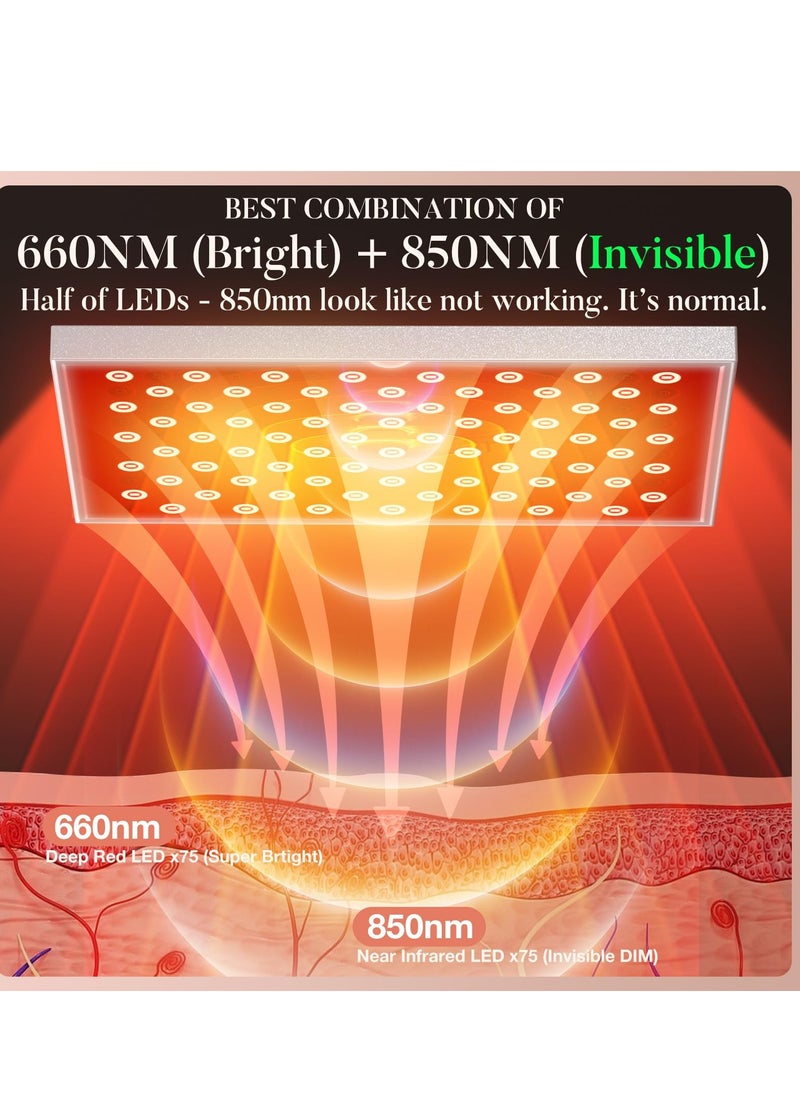 XiuWoo Red Light Therapy for Body, Infrared Light Therapy Panel with Stand, 660nm Deed Red Light and 850nm Near Infrared LED Red Light Therapy Device at Home for Face and Body  - Image 3