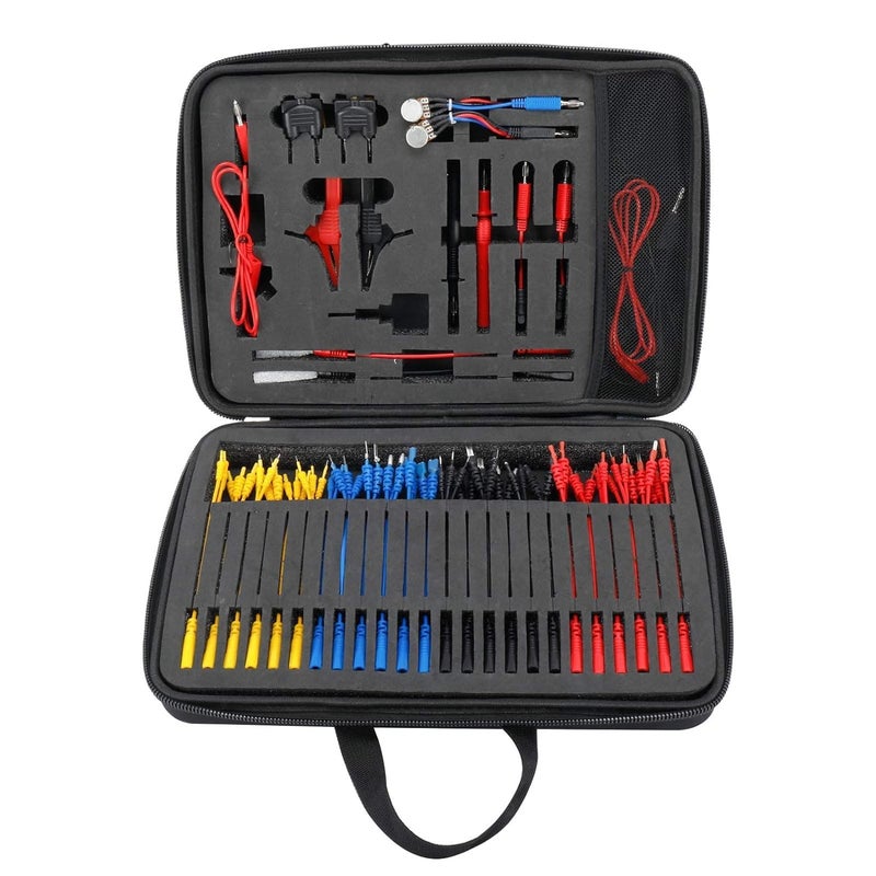 92 Pieces Multi Function Auto Diagnostic Tools Automotive Circuit Test Leads Kit with Black Carrying Case Electrical Testers Wire Connectors Adapter Cables