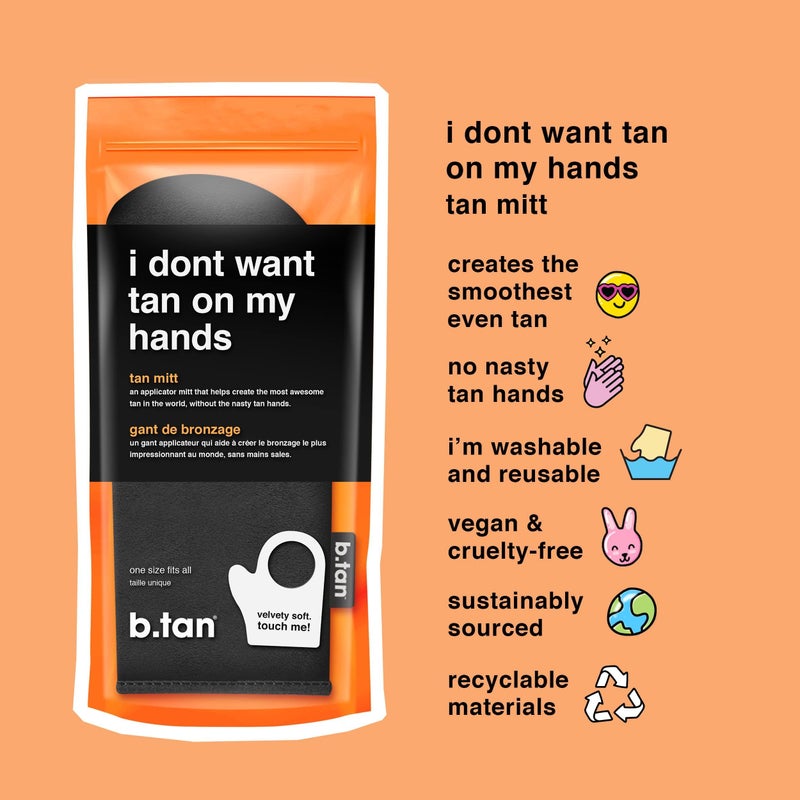 b tan b.tan Self Tanning Mitt | I Don't Want Tan On My Hands - Sunless Tanner Applicator Glove w/Thumb, Streak-Free, Velvety Soft, Reusable, Face & Body, Great for Foam, Mousse, Gradual Lotion, & Drops - Image 3