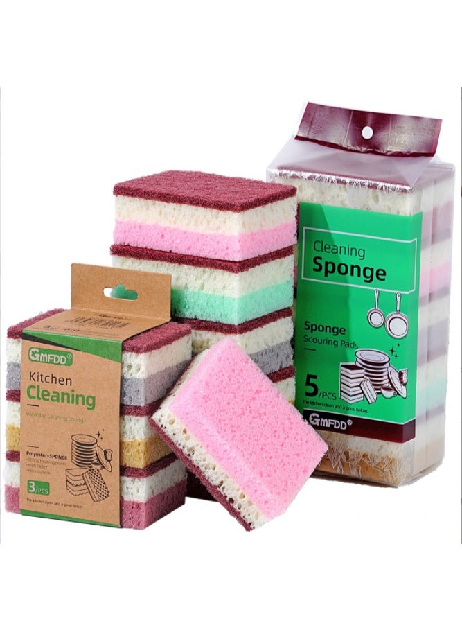 HOMESTAR 10PCS 3-Color High-Foam Seaweed Sponge | Honeycomb Cleaning Sponge Pads | 3-Layer Thickened Design | Non-Scratch Surface Safe | Ultra-Absorbent & Lint-Free | Rich Lather Saves Detergent | Must-Have Kitchen Cleaner | Grease Removal Expert - Image 1