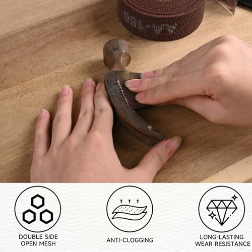 Shineboc 180 Grit Mesh Sandpaper Roll, 1-1/2" x 11 Yard Plumbing Sanding Cloth - Double Side Open Mesh Aluminum Oxide Abrasive Roll for Copper Pipe, Wood and Metal Sanding - Image 5