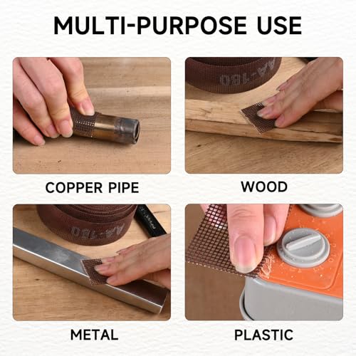 Shineboc 180 Grit Mesh Sandpaper Roll, 1-1/2" x 11 Yard Plumbing Sanding Cloth - Double Side Open Mesh Aluminum Oxide Abrasive Roll for Copper Pipe, Wood and Metal Sanding - Image 4