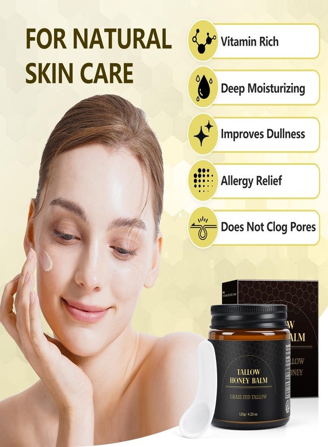 JUANCHI Beef Tallow for Skin, Tallow and Honey Balm for Face, Grass Fed Beef Tallow for Face & Body, Deeply Nourishing, Soothes Dry Skin (120g/4.23oz) - Image 3