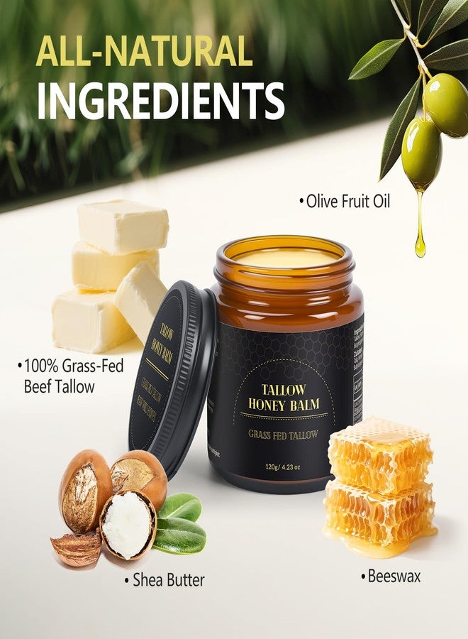 JUANCHI Beef Tallow for Skin, Tallow and Honey Balm for Face, Grass Fed Beef Tallow for Face & Body, Deeply Nourishing, Soothes Dry Skin (120g/4.23oz) - Image 2