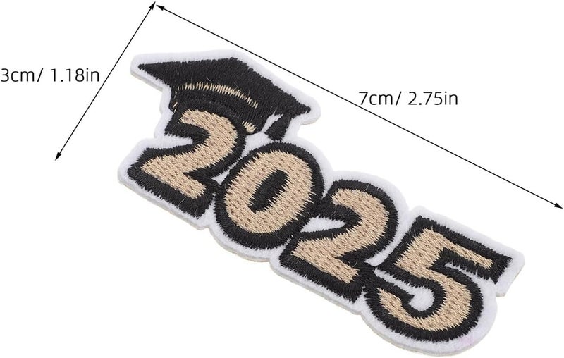 DOITOOL 10 Pcs 2025 Graduate Embroidery Iron-on Applique Patches for Clothing DIY Sewing Backpacks School Uniforms Black and Gold Graduation Craft - Image 2